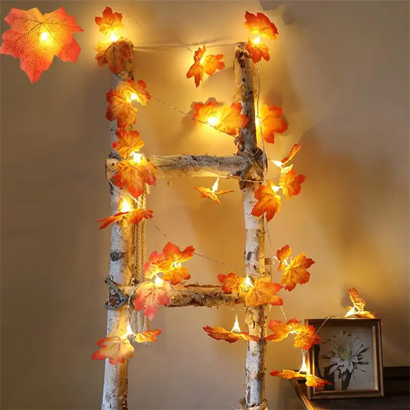 

LED string lights, artificial autumn leaves, maple leaves, autumn wreath string lights, decoration, Halloween, Christmas