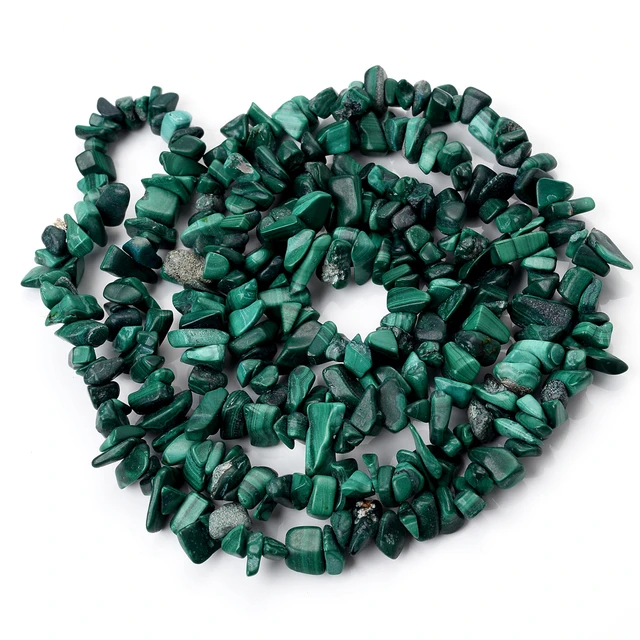 Natural Stone Malachite Irregular Chip Gem Beads Bracelet