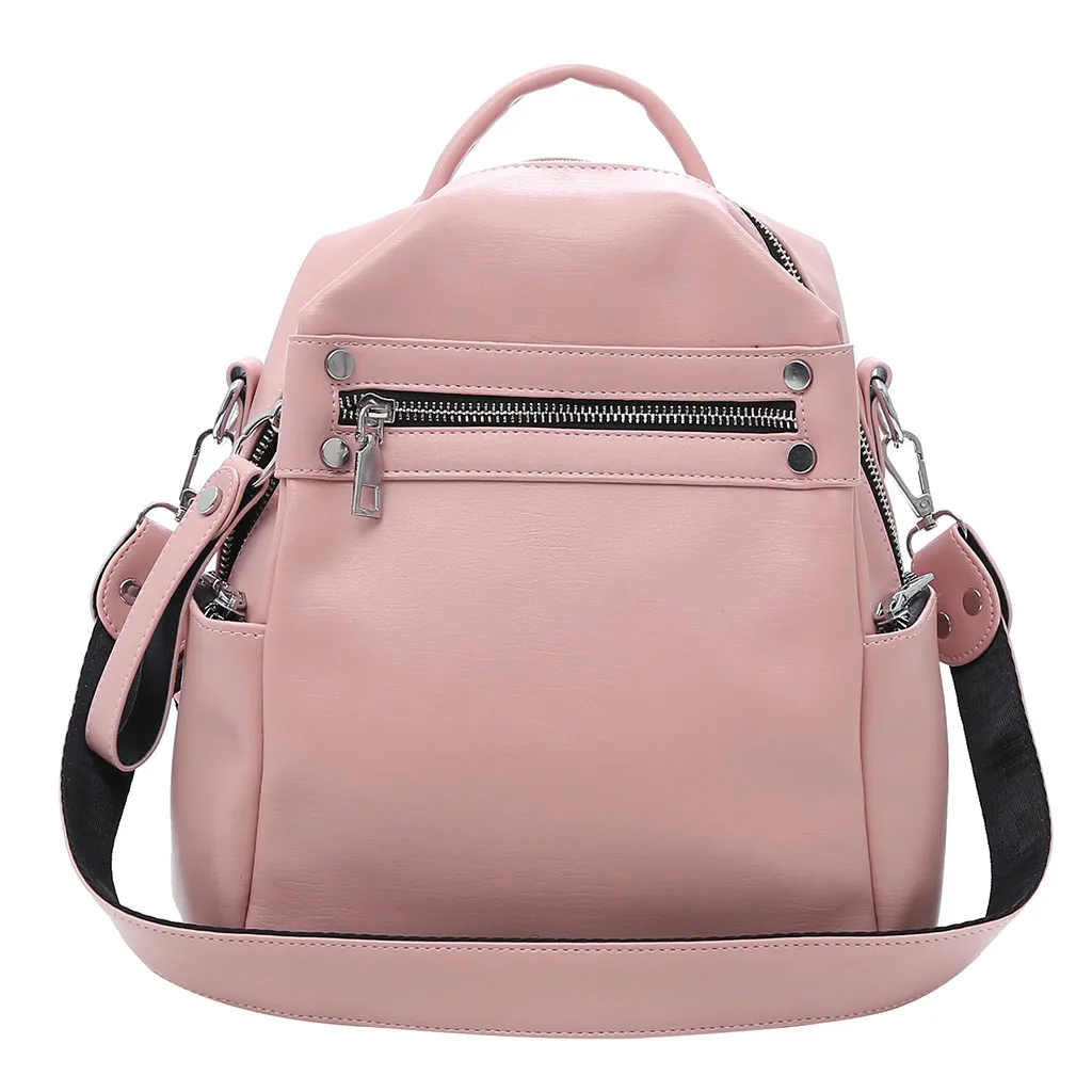 MAIOUMY, женский рюкзак, одноцветная сумка, дорожная сумка, большая вместительность, средняя Студенческая сумка с несколькими карманами на молнии,,#009 - Цвет: Pink
