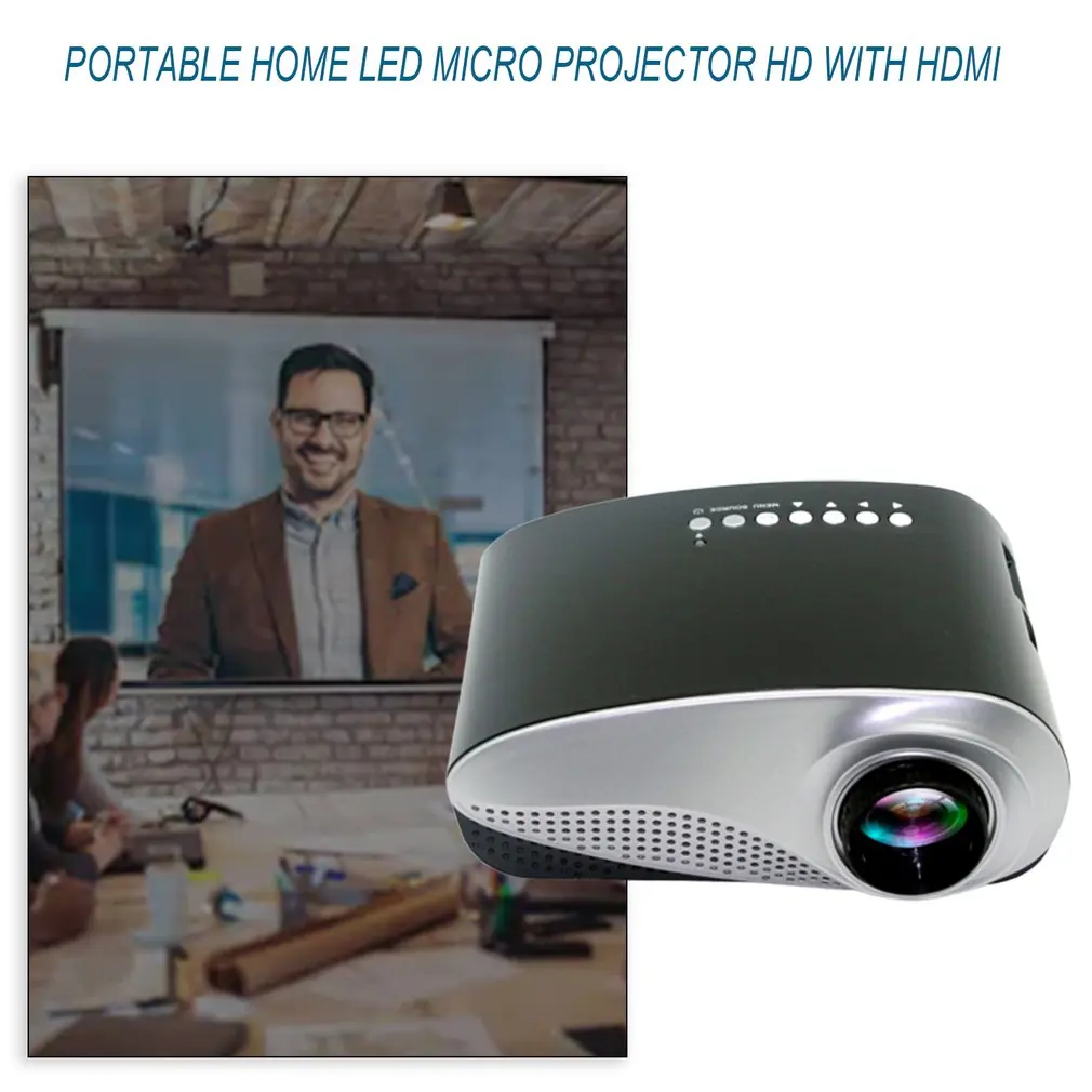 Черный портативный мини-проектор для домашнего кинотеатра светодиодный мультимедийный ЖК-проектор USB/VGA/HDMI детский мультипликационный видеопроектор