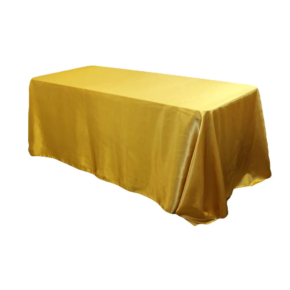  228x335cm Black Wedding Satin Tablecloth Party Table Cloth White Rectangle For Hotel Banquet Events