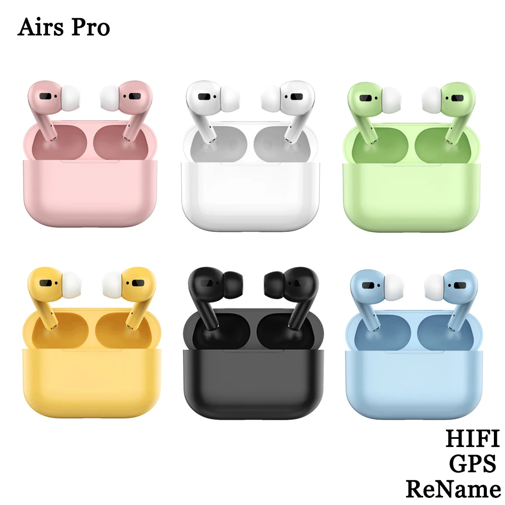 

Airs 3 Pro TWS True Wireless Headphones Bluetooth Earphone In-ear Stereo Earbuds Headset Rename GPS air Macaron Black pods 5.0