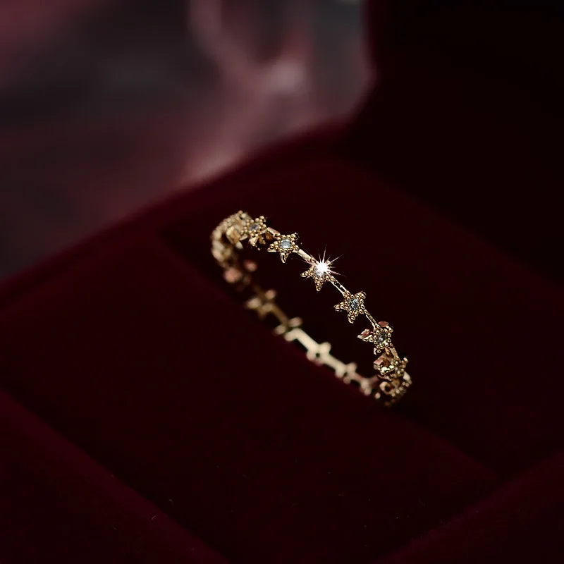 Yellow Gold Милое женское кольцо с маленьким циркониевым камнем, винтажное обручальное кольцо с Серебряной звездой 925 пробы, ювелирные изделия, обручальные кольца для женщин - Цвет основного камня: Yellow Gold