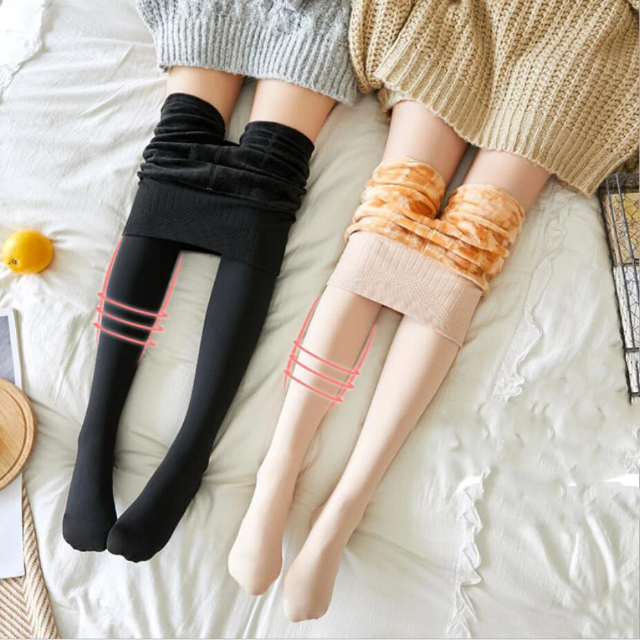 

370g winter thicken plus velvet warm tights women pantyhose sexy rajstopy collant femme tight thick panty slim black skin 578
