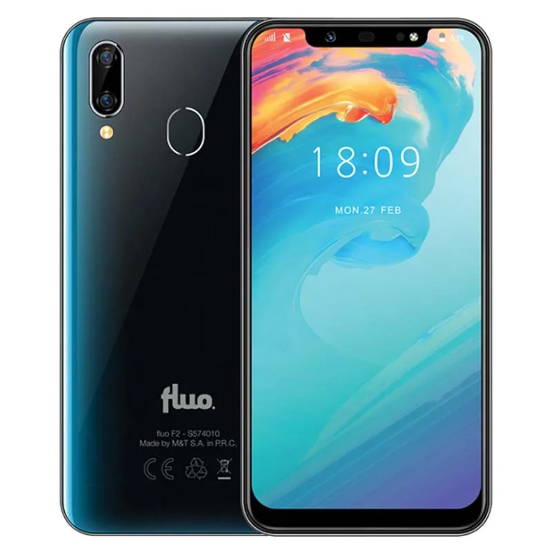 

Android 8.1 fluo F2 5.67'' 19:9 HD Fingerprint ID 2930mAh MTK6739 4G LTE Smartphone Quad Core phone 2GB RAM 16GB ROM Cell phone