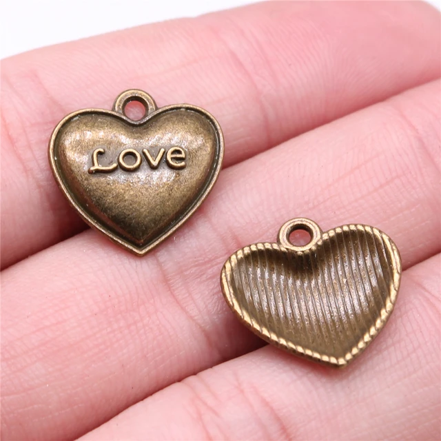 WYSIWYG 20pcs 17x17mm Love Heart Charms For Jewelry Making