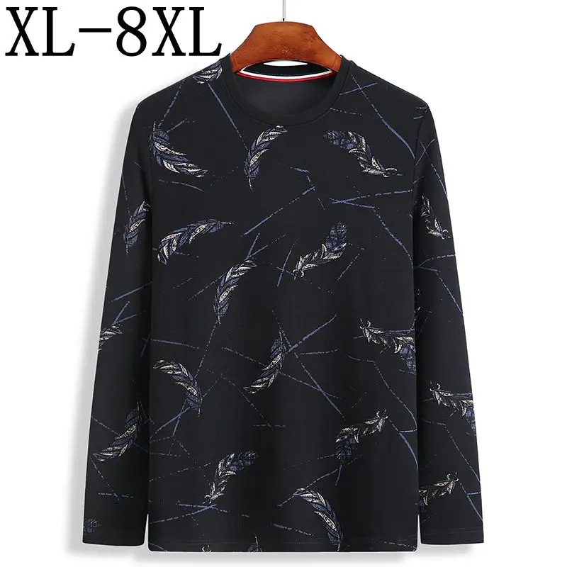 Размер 8XL 7XL 6XL Новая Осенняя Футболка мужская хип-хоп с длинным рукавом свободная Мужская s футболка наивысшего качества повседневная печатная забавная футболка s