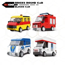 DECOOL – blocs de construction de voiture, voitures rondes, camion de pompiers, Ambulance, bricolage, jouets pour enfants, cadeau, véhicule MOC 