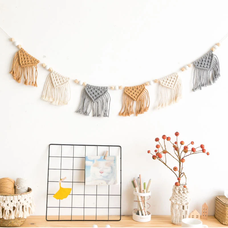 

macrame wall decor woven tapestry creative hangs ins bedroom bedside wall hanging decoration accessories