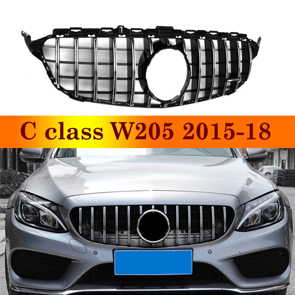 Передняя решетка для Benz C Class W205 гоночные алмазные решетки бампер без камеры 2015-2015