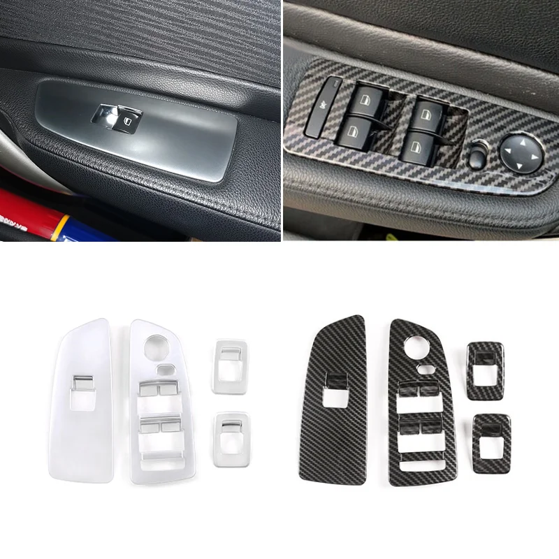 For Bmw 1 Series E81 2007 2008 2009 2010 2011 Car Carbon Texture Door Window Lift Control Panel Switch Button Frame Cover Trim