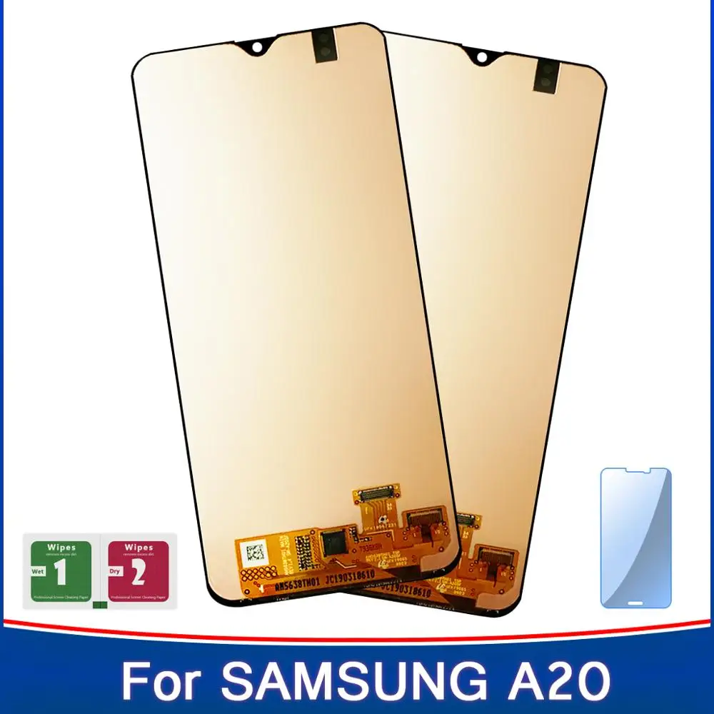 2 шт. A20 ЖК-дисплей для регулировки яркости samsung Galaxy A20 A205/DS A205F A205FD A205A сенсорный ЖК-экран Сенсорная панель Запчасти