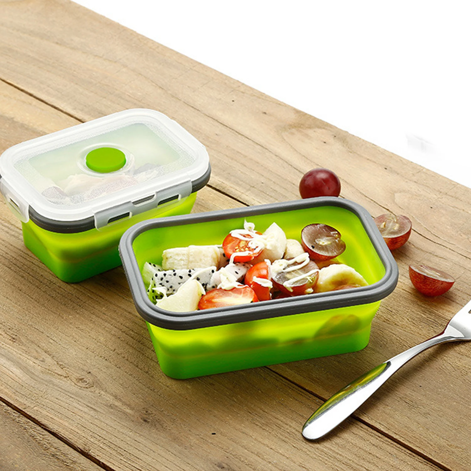 Behogar 3 шт многоразовые Складные Bento Box стекируемые силиконовые контейнеры для хранения продуктов складной Ланч Bento коробки миски Ланчбокс