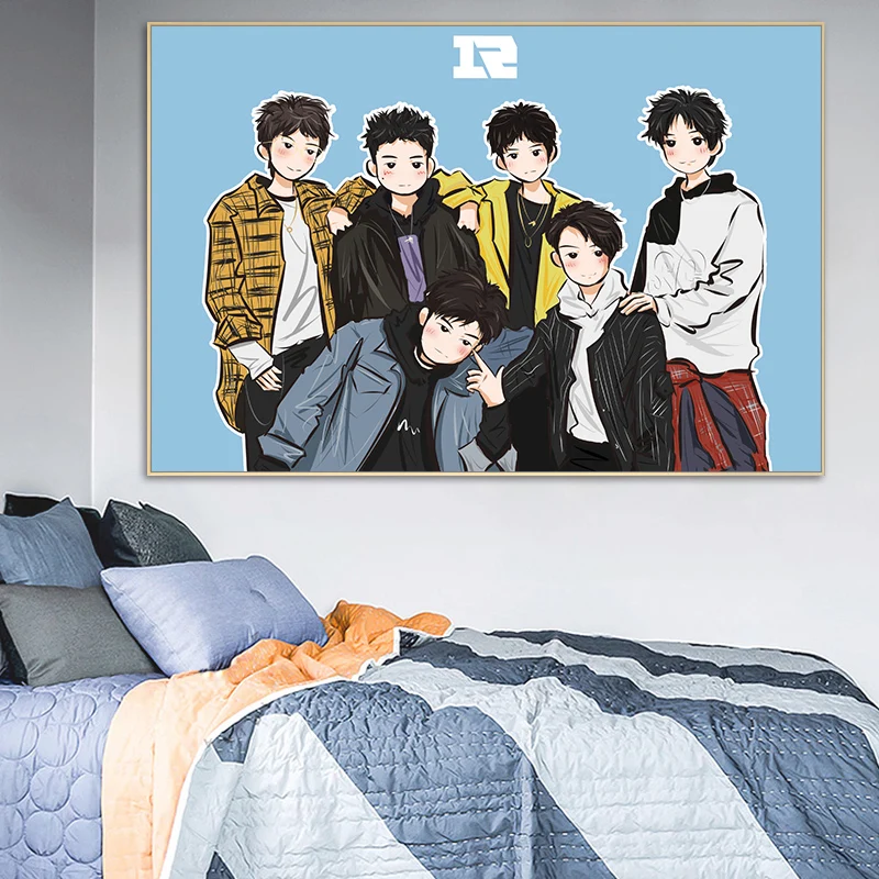 paint by number art painting by numbers Hand-painted Cartoon version of the simple RNG team home corridor decorative painting