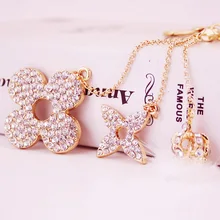 Творческий алмаз набор пушистый шар Клевер автомобильный брелок Женская сумка Аксессуары цепочки для ключей пары металлический кулон