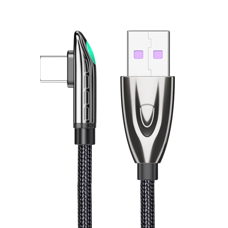 Essager 6A 66W USB Type C Cable For Huawei Mate 40 Pro Samsung LED 5A Fast Charging USB-C USBC Charger 90 Degree Cable Data Cord best fast charging cable for android Cables