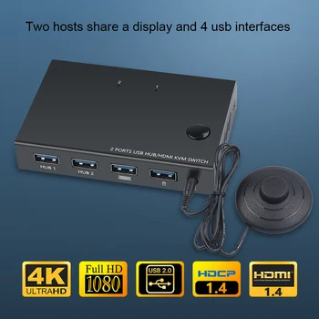 

KEBIDU 2 Port HDMI KVM Switch 4K USB Switch KVM Switcher Splitter Box for Sharing Printer Keyboard Mouse KVM Switch HDMI