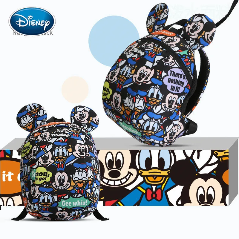 Disney «Микки-Маус», рюкзак с фотоизображением для мальчиков и девочек 1-3-6 лет, Детская стильная футболка с изображением персонажей видеоигр, маленькая сумка, сумка на плечо, анти-потерянный рюкзак