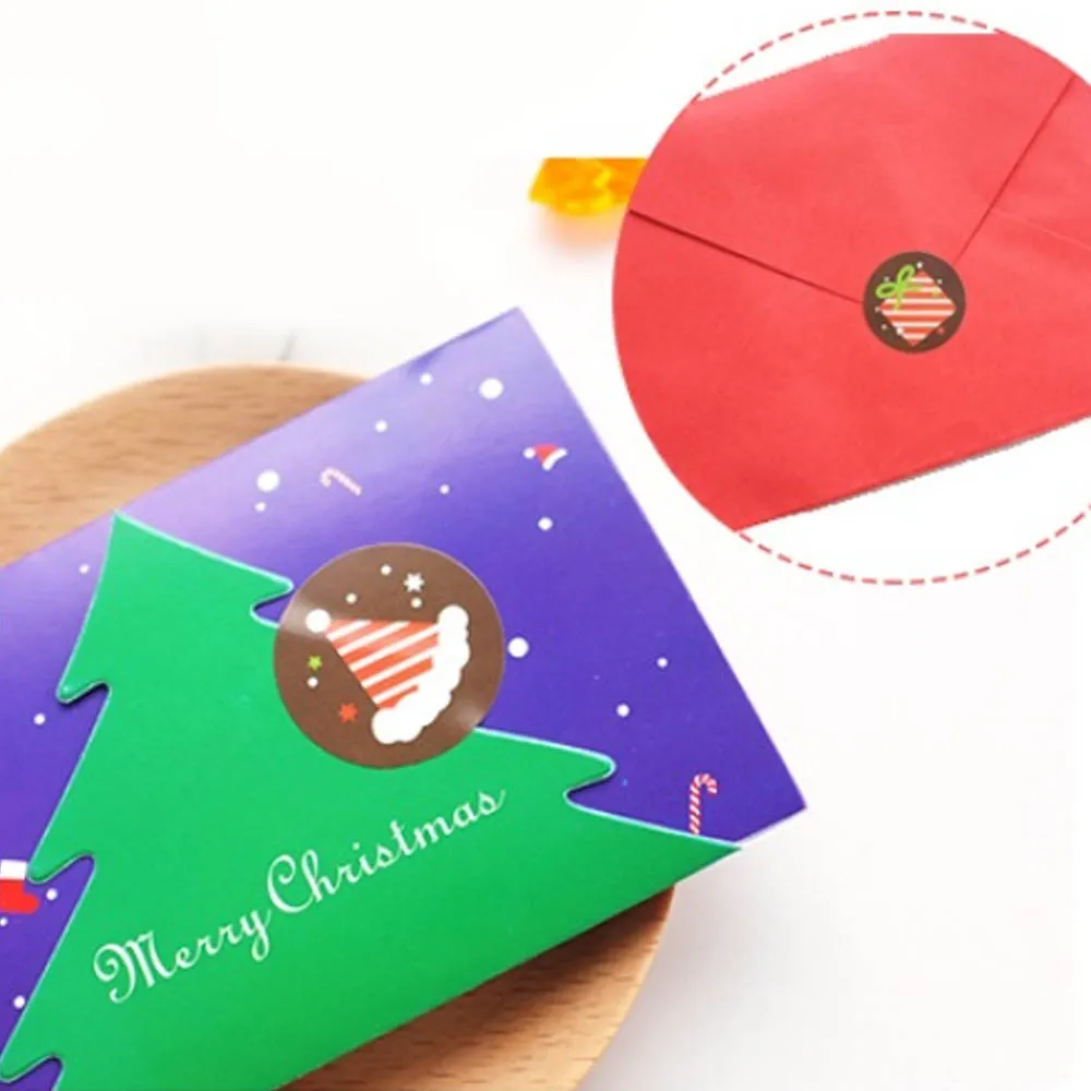 160pcs Christmas Round Adhesive Label Stickers for Envelopes Goodie Bag Favors Gift Boxes Decorations