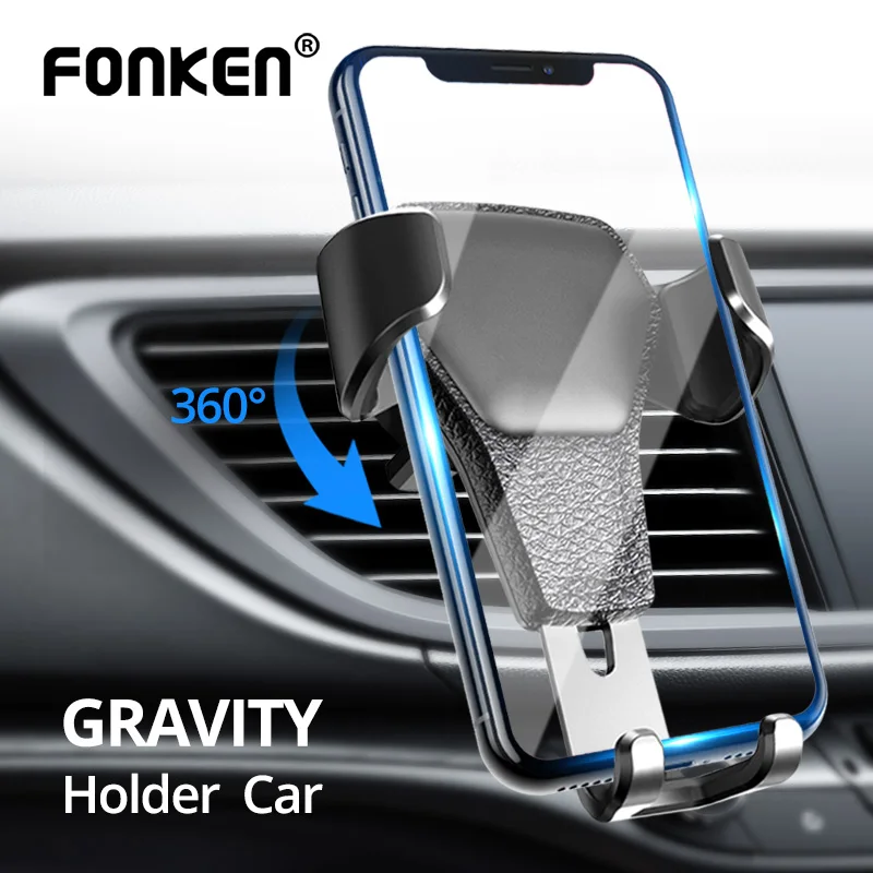 Автомобильный держатель для телефона FONKEN Gravity с вентиляционным отверстием, авто гравитационная фиксация, автомобильный держатель для мобильного телефона, подставка для iPhone 11, для samsung a50, a70