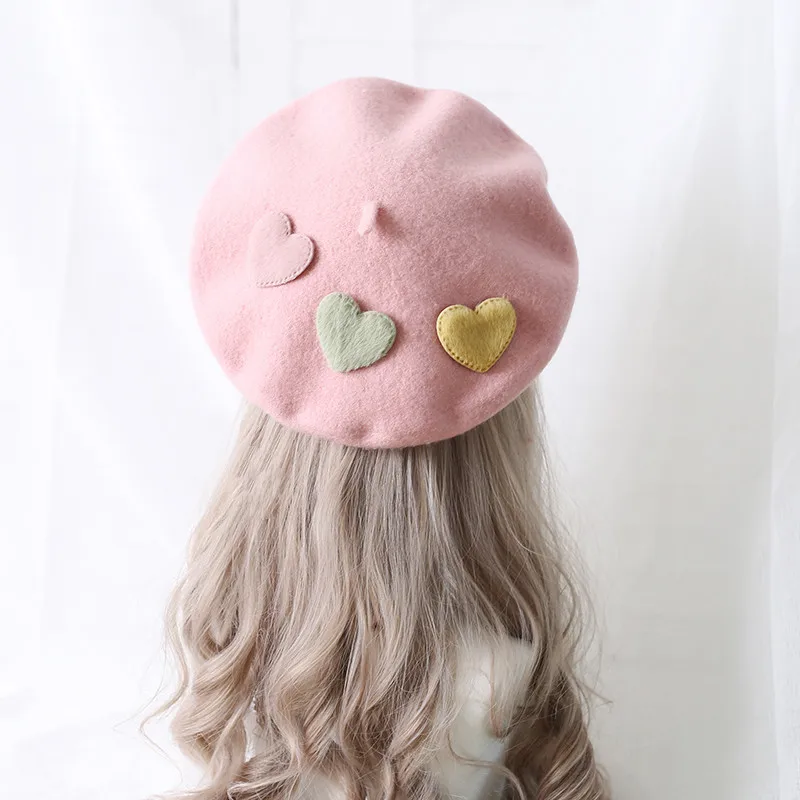 Girls Kawaii Beret Women Wool Felt Hat cowboy hats cowgirl hats cotton flat cap