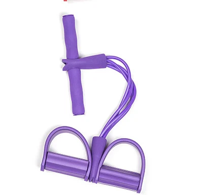 puple Фитнес-резинка, 4 трубки, Эспандеры, латексная педаль, тренажер для сидения, Тяговая веревка, экспандер, эластичные ленты, оборудование для йоги, пилатеса, тренировки - Цвет: puple