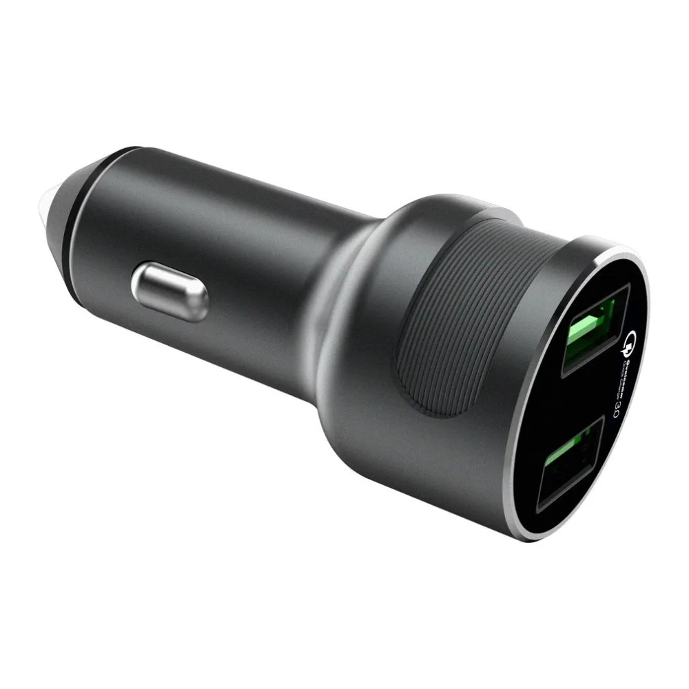 Автомобильное USB зарядное устройство из сплава, прочная быстрая зарядка 3,0, 2 порта, USB быстрое зарядное устройство для телефона, универсальное автомобильное зарядное устройство