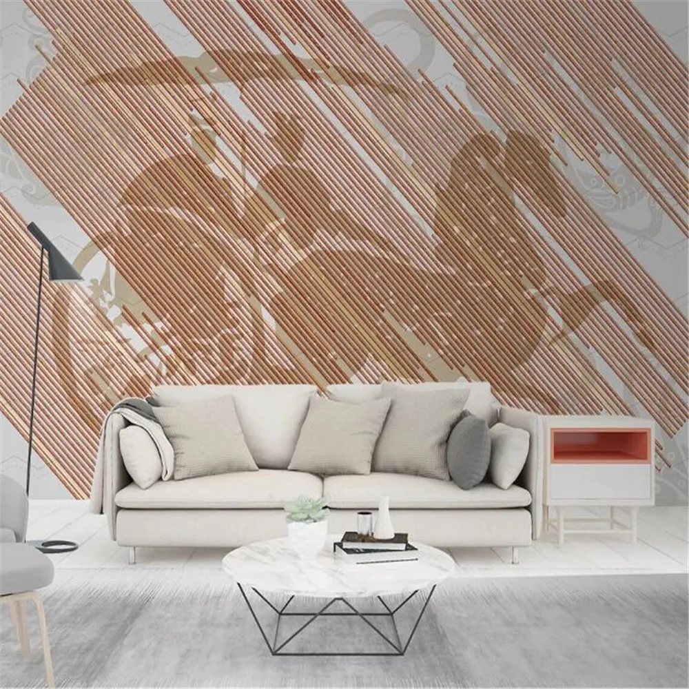 

milofi factory custom wallpaper mural 3d retro relief car and horse silhouette TV background wall