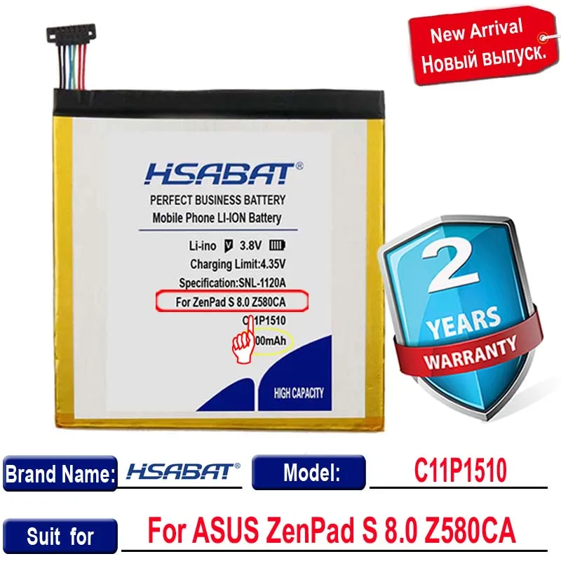 Аккумулятор HSABAT 0 цикл 5200 мАч C11P1510 для ASUS ZenPad S 8 Z580CA Сменный аккумулятор