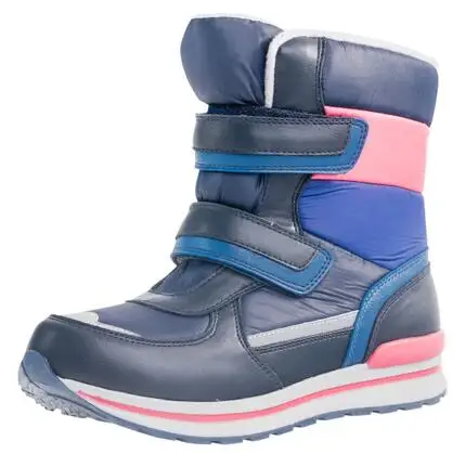 Navy blue Walvell/экспорт в Россию; зимние сапоги для девочек из натуральной шерсти; детские зимние сапоги; теплая водонепроницаемая нескользящая обувь - Цвет: Navy blue