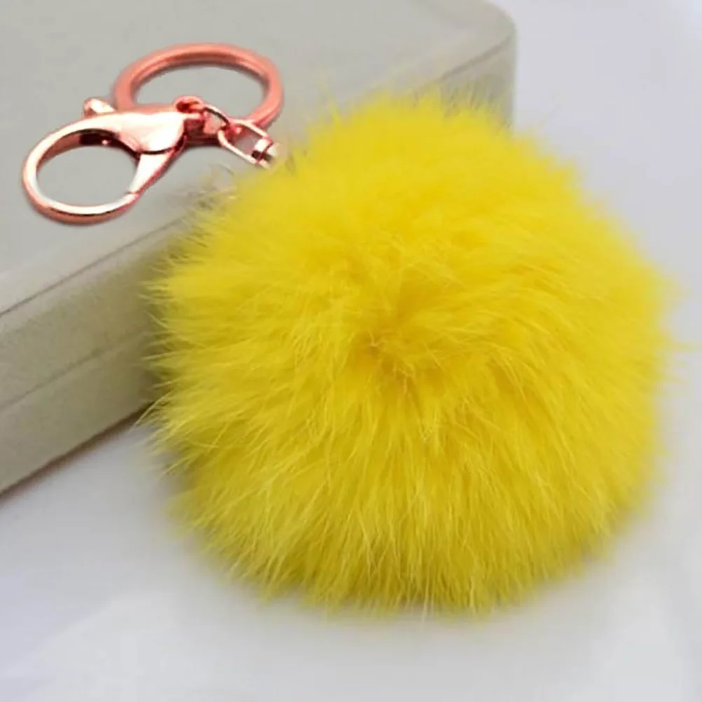 8 см помпон автомобильный брелок Подвеска меховой шар брелок для ключей мех кролика плюшевый меховой ключ Chian POM брелок для женщин Автомобильная сумка брелок игрушка - Цвет: Yellow