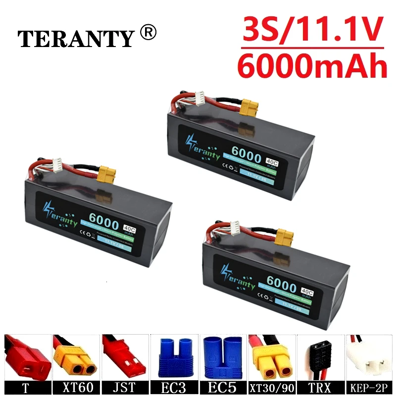 Высокая мощность 11,1 v 6000mAh 40C Max 60C Аккумулятор для RC автомобилей лодки запчасти для Дронов 3s 5400mah 11,1 v Lipo батарея T/XT60/JST/TRX