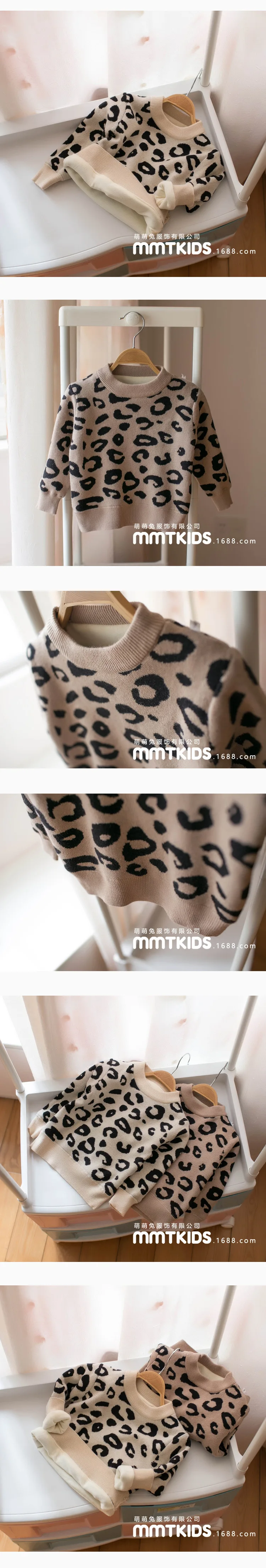 Mmtkids/ г. Зимний стиль; детская одежда для девочек с леопардовым узором; Детский свитер с начесом; H414