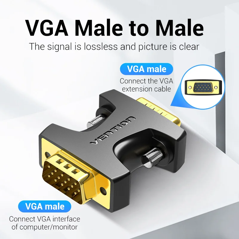 VGA to VGA Adapter Male to Female Connector 15 Pin 1080P 60Hz for PC Monitor Laptop Projector Cable Adapter VGA Cable Adapter