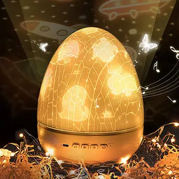 

1 Set Music Rotating Cracked Egg Shape Projection Lamp Charging Light (Gray)