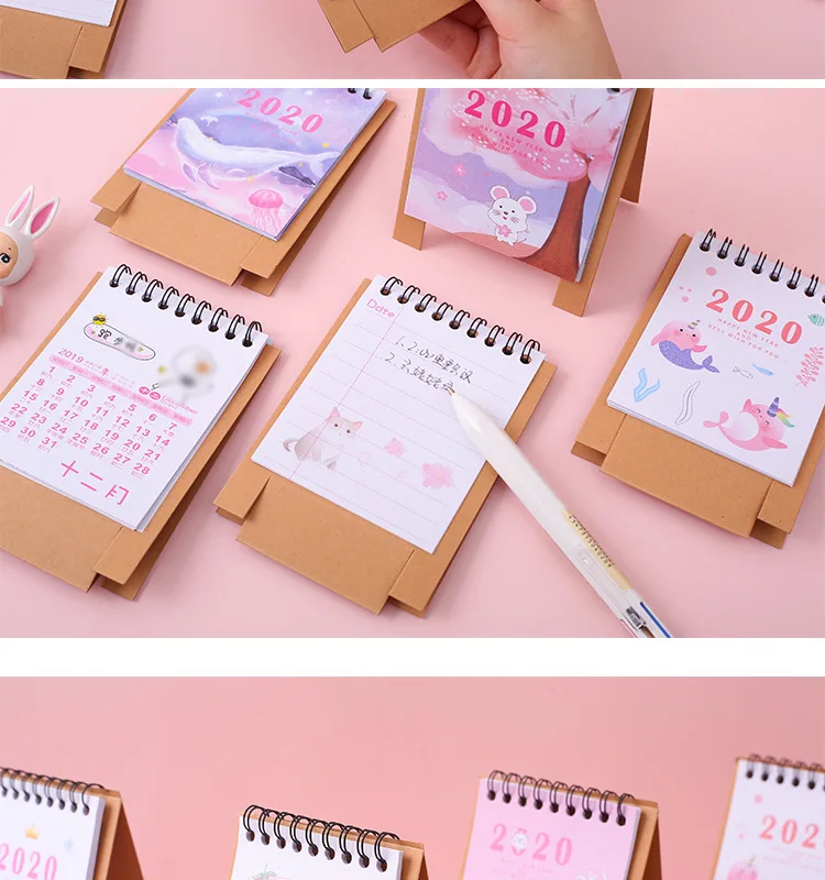 Cute Cartoon Starry sky Flamingo Mini Desktop Paper Calendar dual Daily Scheduler Table Planner Yearly Agenda Organizer