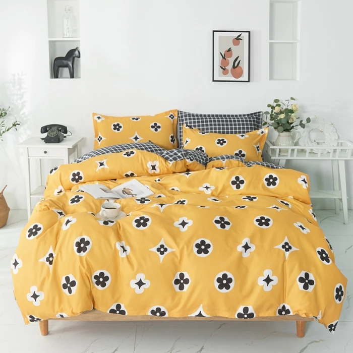 

4pcs King Queen Size Home Textile Brief Nordic Bedding Set Men Women Bed Linen Black White Stripe Duvet Cover Pillowcase Sheet