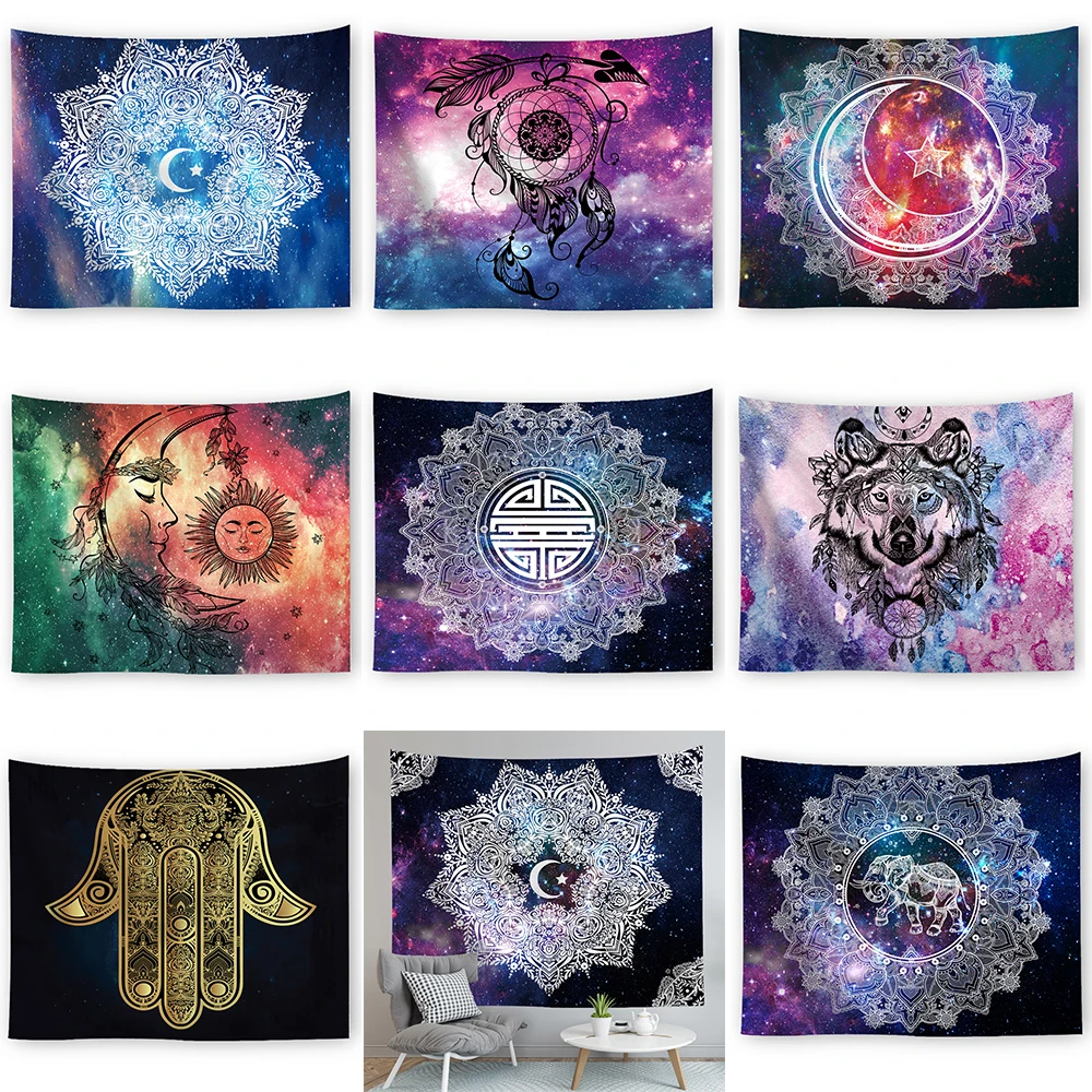 Indian Mandala Tapestry Starry Sky Printing Wall Hanging Large