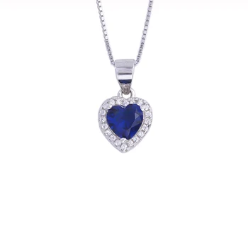 

925 Sterling Silver Sapphire Love Heart Necklace For Women Blue Gems Heart Pendants Choker CZ Lace Fashion Jewelry Gifts