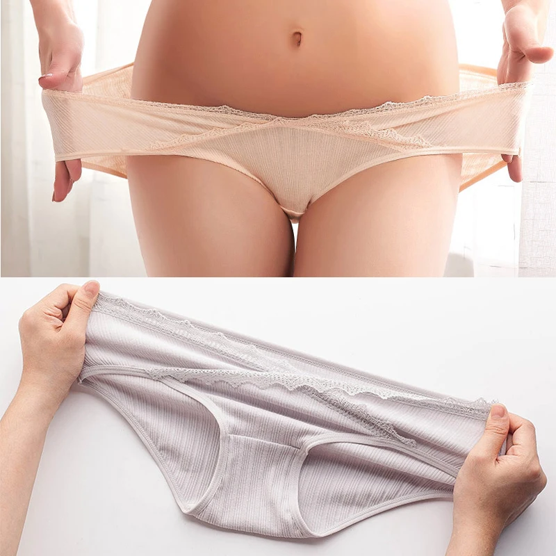 4 Pieces Women Maternity Low-Rise Briefs Panties Plus Size Pregnant Female Solid Comfort Seamless Widen Waist Underwear