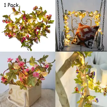 

2M/ 20 LED Artificial Rose Garland String Light Silk Flowers Rose Vine Fairy Light String Battery Powered DIY Hanging Light