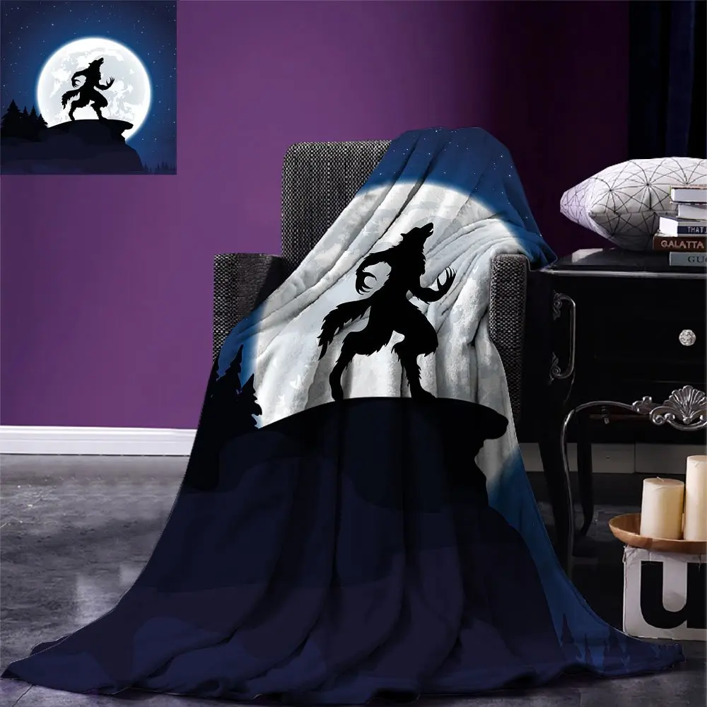 Теплое одеяло волка полнолуние ночное небо ворсинг оборотенок мифическое
