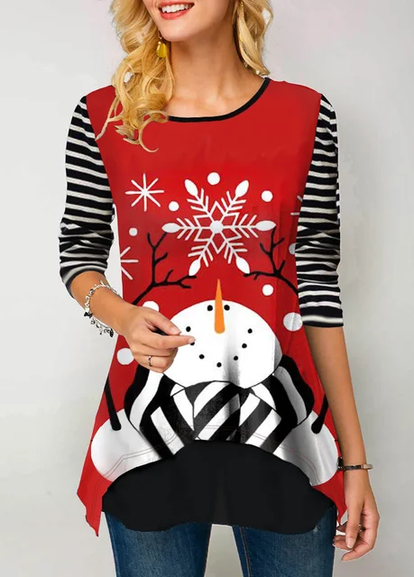 Women Snow Flake Printed Long Sleeve 