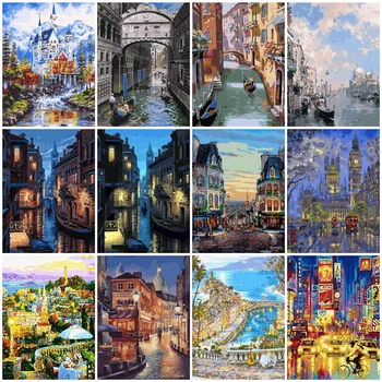 

HUACAN Oil Painting Venice Scenery Drawing On Canvas HandPainted Picture By Numbers City Art Kits DIY Gift Home Decoration