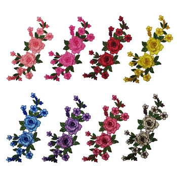 

1Pc Embroidered Colorful Rose Flower Patch for Clothes Sew On Patch for Shoes Jacket Stickers
