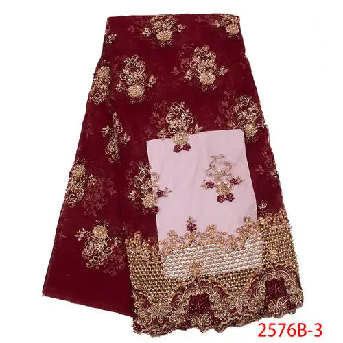 Модная африканская кружевная ткань, лидер продаж, Тюлевая кружевная ткань с бисером, нигерийские французские сетчатые кружева, ткани для женщин, KS2576B-4 - Цвет: picture 3