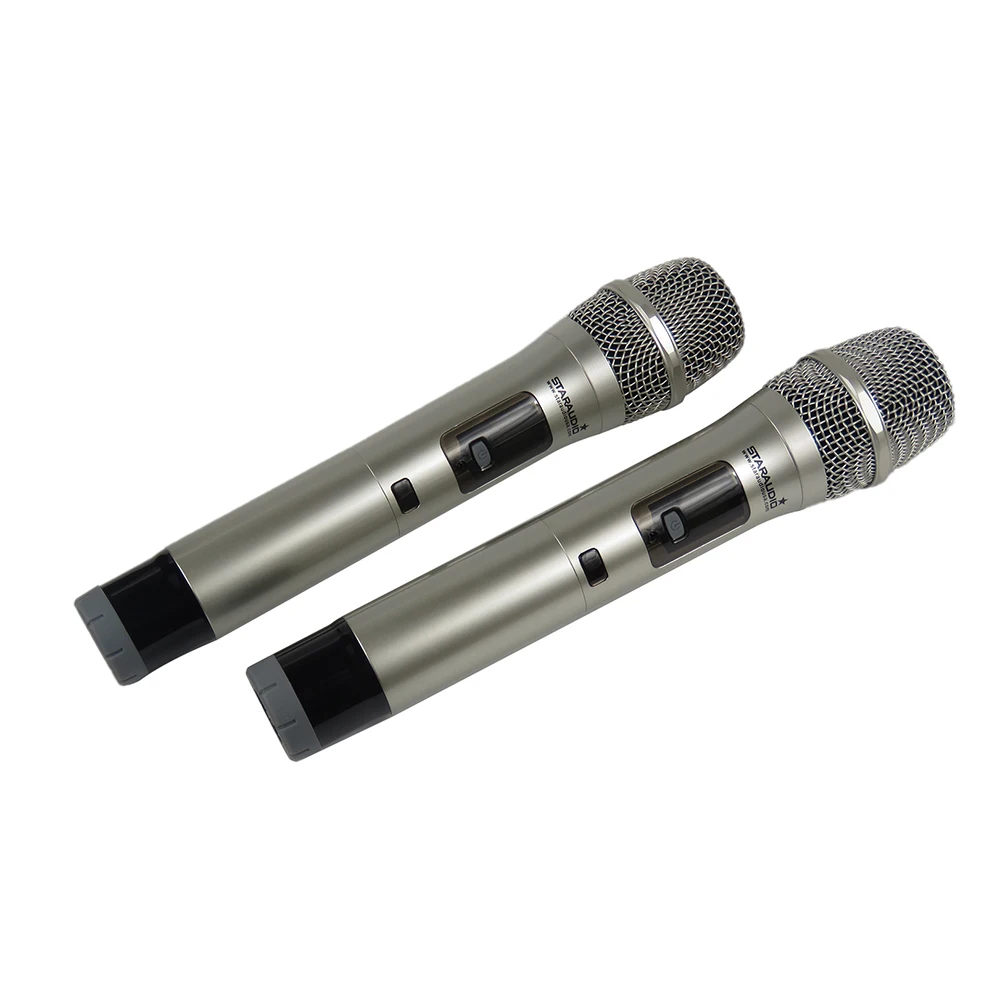 STARAUDIO Профессиональный Двухканальный UHF Ручной беспроводной микрофон 2CH ИК микрофон для сцены вечерние KTV церковный клуб SMU-0218A