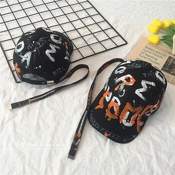 

Letter graffiti baseball cap men and women summer long belt curved brim caps personality sun hat tide