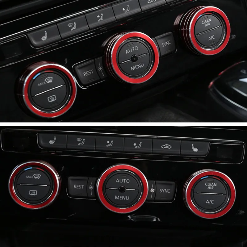 Aluminum Alloy Car Air Conditioning Knob Ring Cover Decorate Volkswagen VW Tiguan Golf MK7 Passat B8 T-ROC Atlas car knob covers car air conditioner trim air conditioner trim car moulding decoration