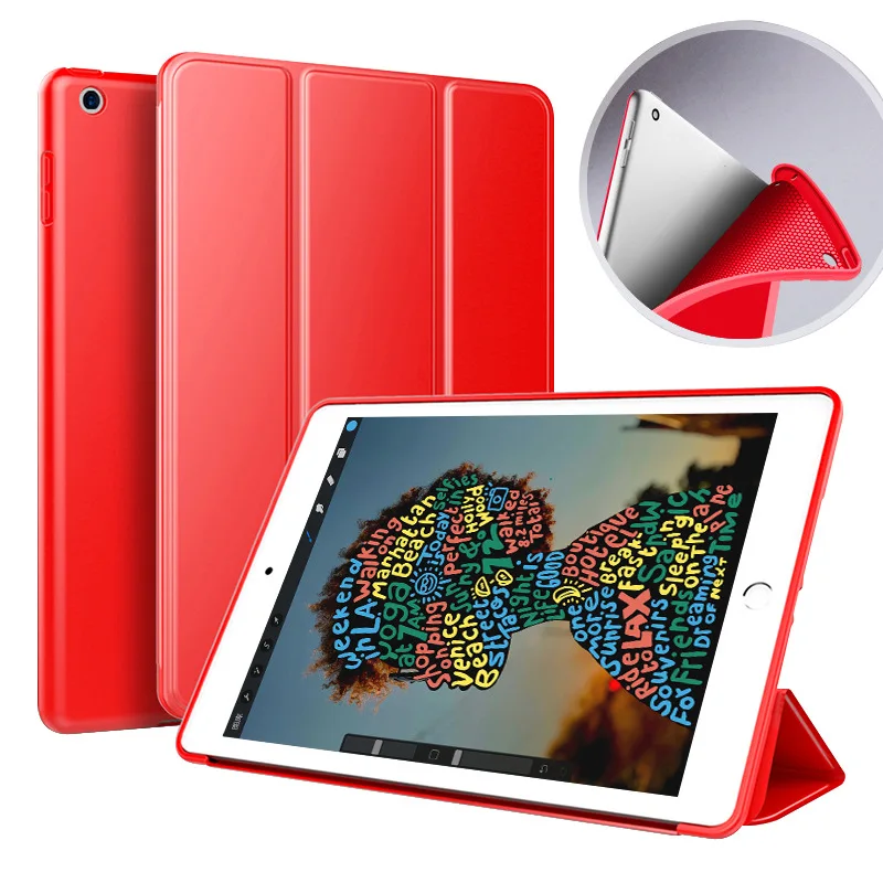 Красный Для iPad 10,2 чехол Funda силиконовый мягкий задний Тонкий Магнитный стенд Смарт из искусственной кожи чехол для iPad 7го поколения чехол+ стилус - Цвет: Красный